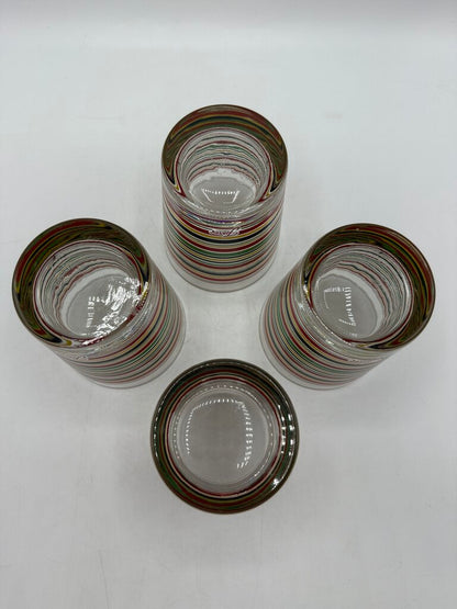 Fiesta Ware 10 Oz. Double Rock Glass Striped set of 4 /rw