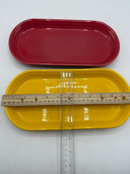 2 Fiesta Bread Platter/Serving Tray 12” Yellow & Red /rc