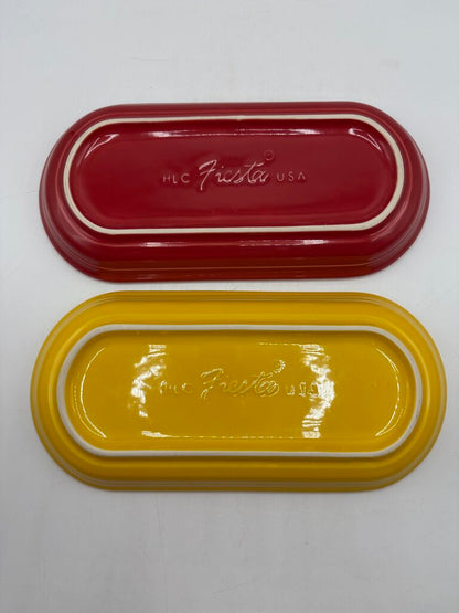 2 Fiesta Bread Platter/Serving Tray 12” Yellow & Red /rc