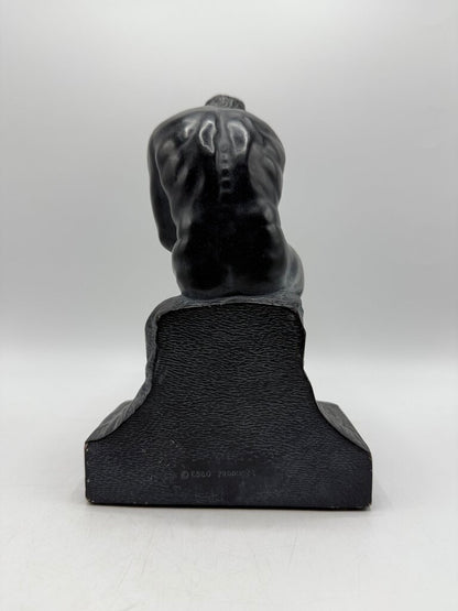 August Rodin “The Thinker” Figurine 9.5” Black Chalkware /ro