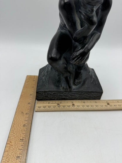 August Rodin “The Thinker” Figurine 9.5” Black Chalkware /ro