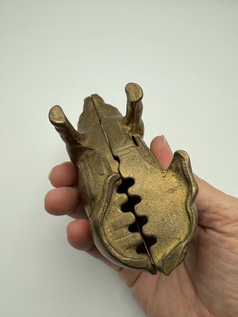 VTG Valleau Brass Sitting Pig Piggy Coin Bank Stamped V /ro