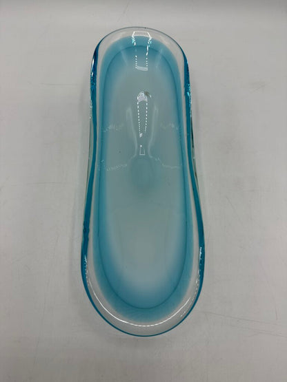Vintage Murano Art Glass Dish Trinket Tray Blue /ro