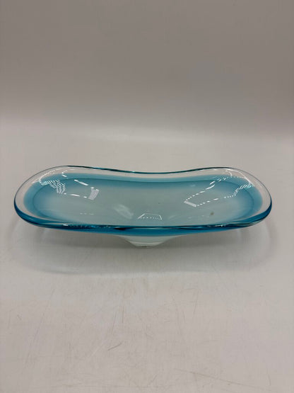 Vintage Murano Art Glass Dish Trinket Tray Blue /ro