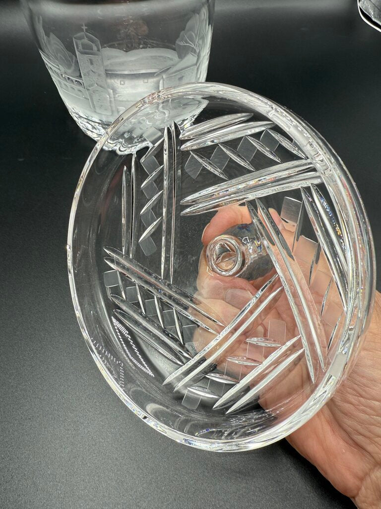 Rogaska Crystal Biscuit Barrel Etched Cetinje Monastery EUC /roh