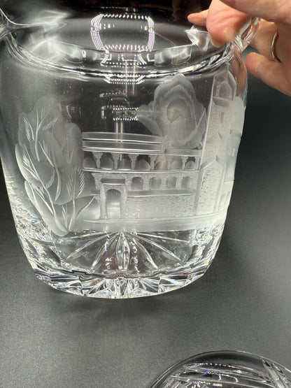 Rogaska Crystal Biscuit Barrel Etched Cetinje Monastery EUC /roh