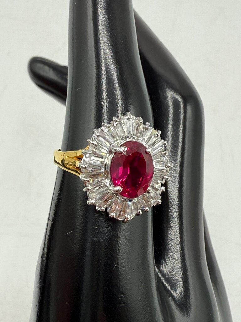VTG 925 Gold Vermeil Ring w/Crystal stones Size 8.25 /ro