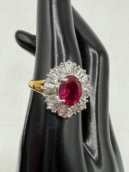 VTG 925 Gold Vermeil Ring w/Crystal stones Size 8.25 /ro