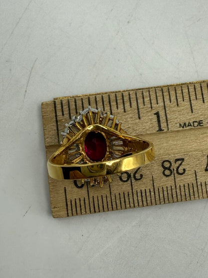 VTG 925 Gold Vermeil Ring w/Crystal stones Size 8.25 /ro