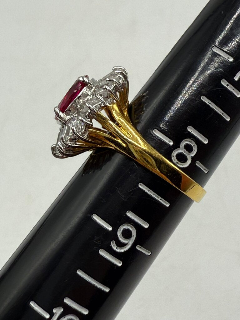 VTG 925 Gold Vermeil Ring w/Crystal stones Size 8.25 /ro