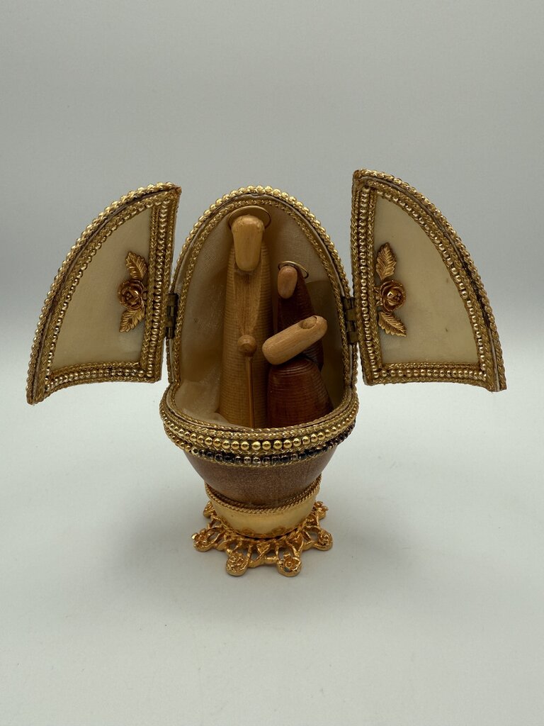 Vintage 2 Nativity Eggs Music Box Silent Night Christmas /ro