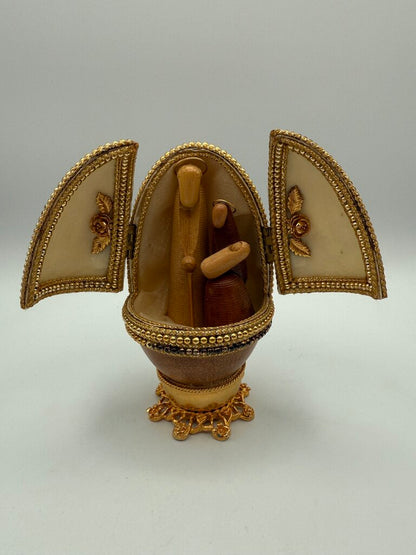 Vintage 2 Nativity Eggs Music Box Silent Night Christmas /ro