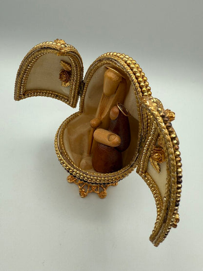 Vintage 2 Nativity Eggs Music Box Silent Night Christmas /ro
