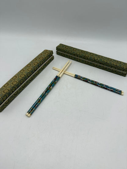 Moon Gate Singapore Cloisonné Chopsticks 2 sets /rw