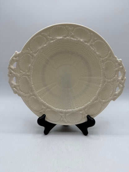 Belleek Ireland Shell Pattern Double Handle Serving Plate Green Mark /ro