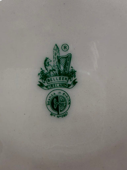 Belleek Ireland Shell Pattern Double Handle Serving Plate Green Mark /ro