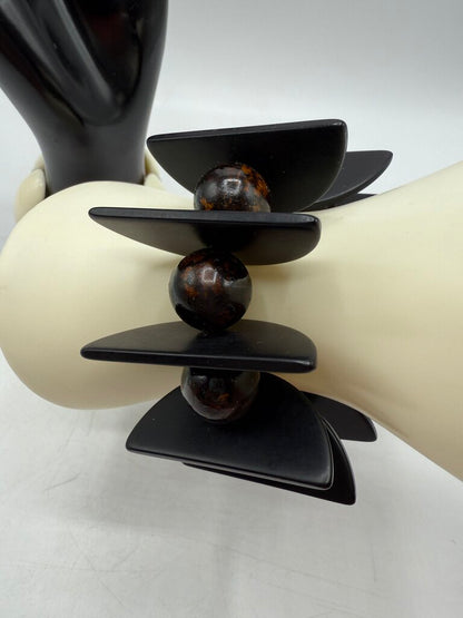 Vintage Chunky Stretch Bracelets White/Black /ro