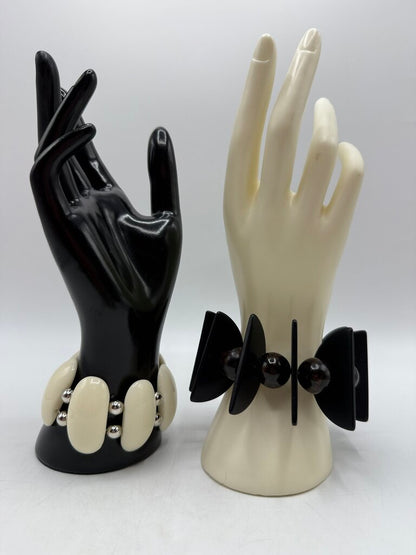 Vintage Chunky Stretch Bracelets White/Black /ro