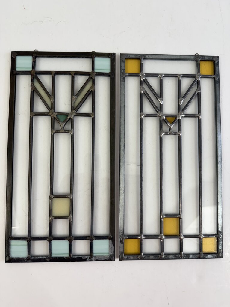 Frank Lloyd Wright Inspired Stained Glass Sun Catchers Set of 2 /roh
