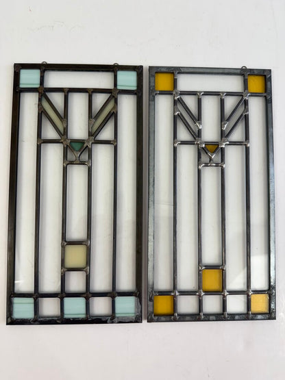 Frank Lloyd Wright Inspired Stained Glass Sun Catchers Set of 2 /roh