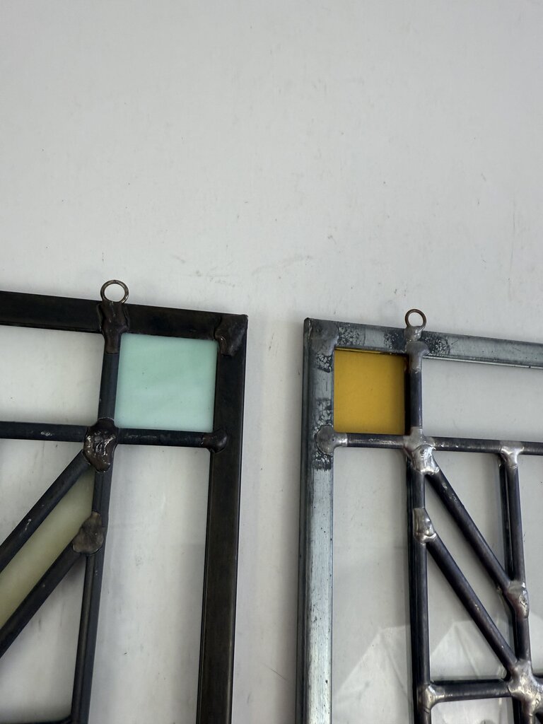 Frank Lloyd Wright Inspired Stained Glass Sun Catchers Set of 2 /roh