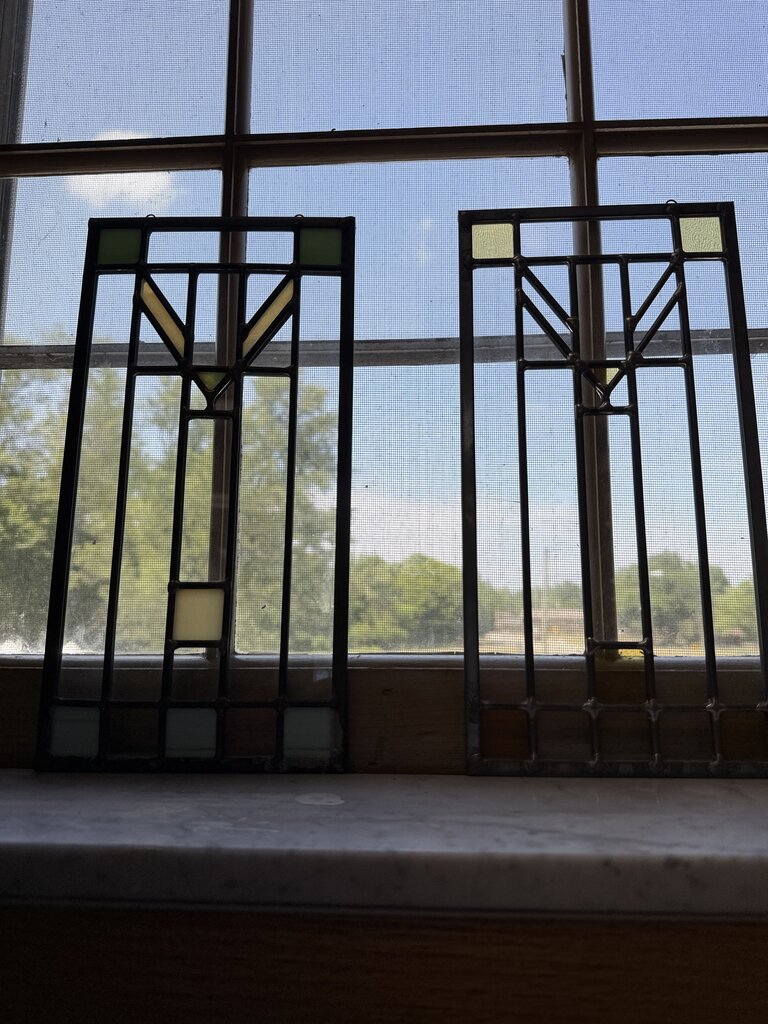 Frank Lloyd Wright Inspired Stained Glass Sun Catchers Set of 2 /roh