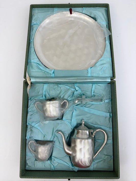 Vintage Martian Sskk Japan Brushed “Pearl Silver” 5 Pc. Tea Set /rb
