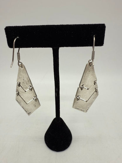 Mexico 925 Sterling Inlaid Crushed Malachite Pierced Earrings /ro
