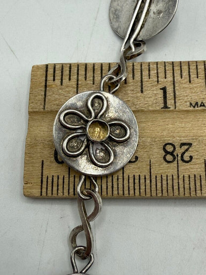 Unique Daisy Flower Sterling Silver Bracelet /ro