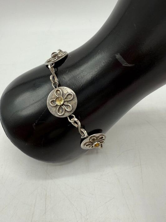 Unique Daisy Flower Sterling Silver Bracelet /ro