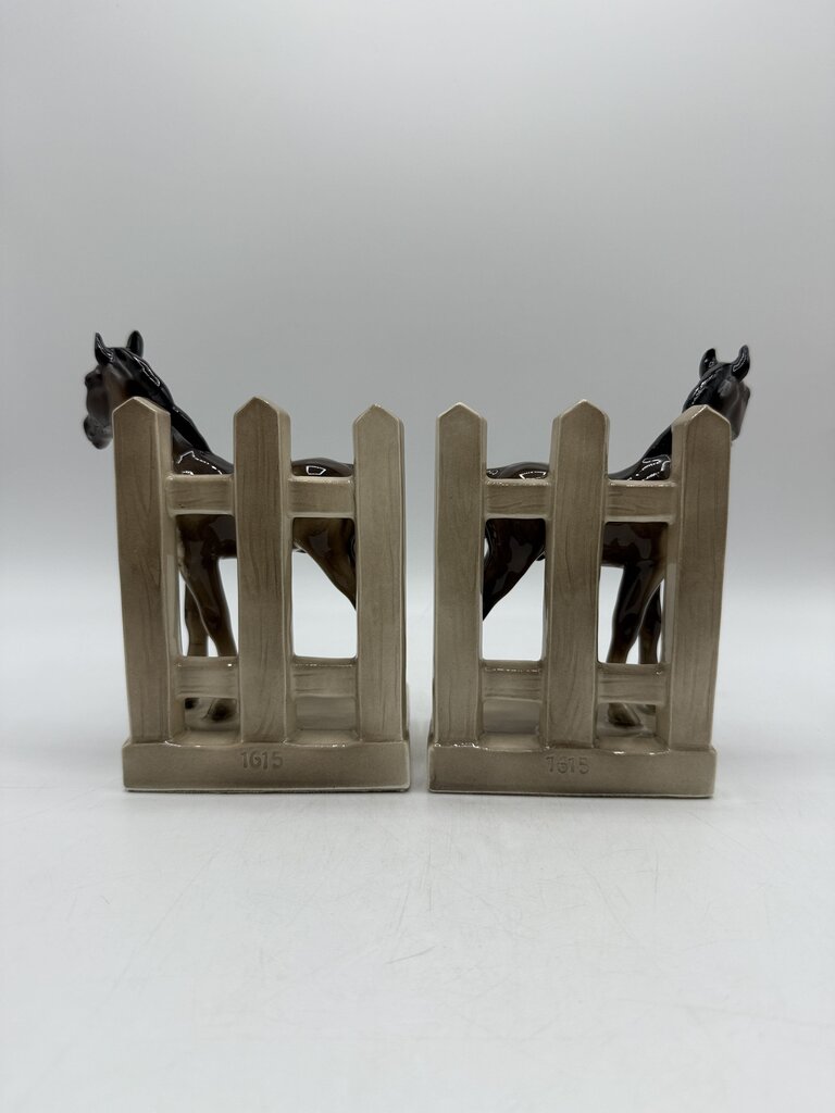 VTG Ceramic Horse Book Ends Mother & Foal /rw