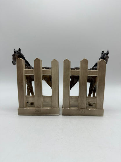 VTG Ceramic Horse Book Ends Mother & Foal /rw