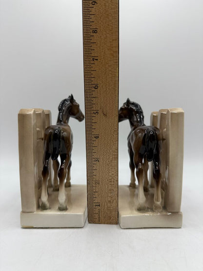 VTG Ceramic Horse Book Ends Mother & Foal /rw