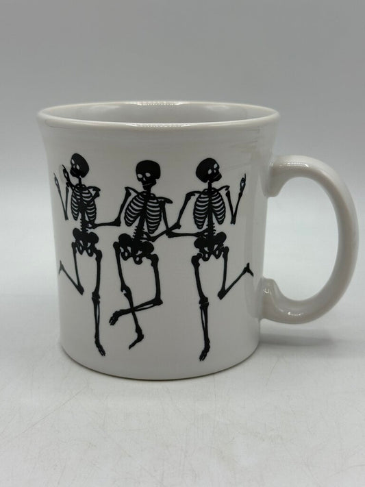Fiestaware Halloween Java Mug White w/Black Trio of Dancing Skeletons /rc