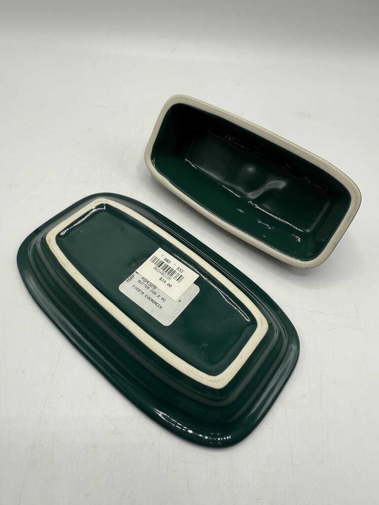 VTG Fiestaware Covered Butter Dish Evergreen EUC /rb
