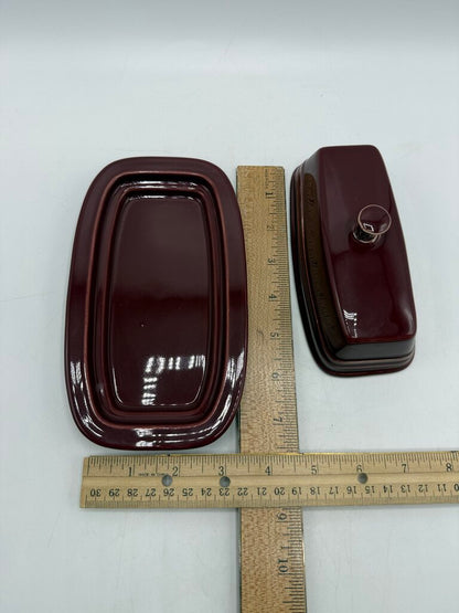 VTG Fiestaware Covered Butter Dish for 1/4 Stick in Claret Wine /rb
