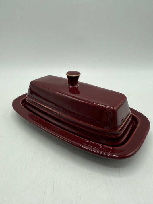 VTG Fiestaware Covered Butter Dish for 1/4 Stick in Claret Wine /rb