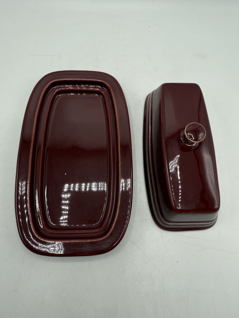 VTG Fiestaware Covered Butter Dish for 1/4 Stick in Claret Wine /rb