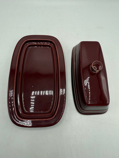VTG Fiestaware Covered Butter Dish for 1/4 Stick in Claret Wine /rb