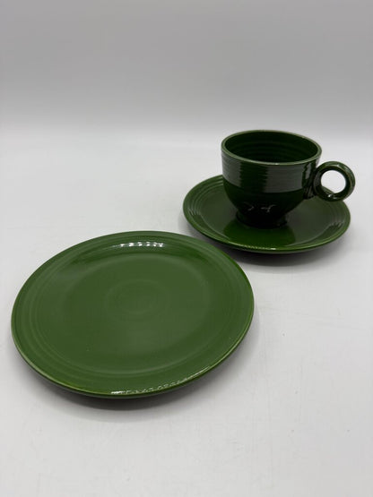 Vintage Fiesta Forest Green 3 pc. Cup Saucer Plate /rb
