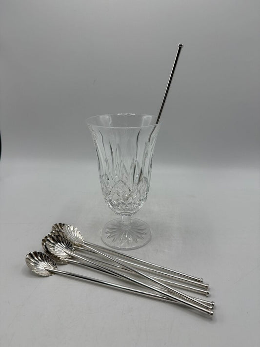 8 Pc Sterling Silver Shell Shape Julep/Ice Tea Spoon/Straws /ro