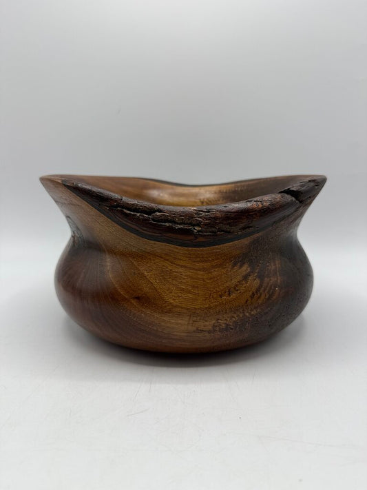 Solid Walnut Wood Bowl Handmade Signed /rw