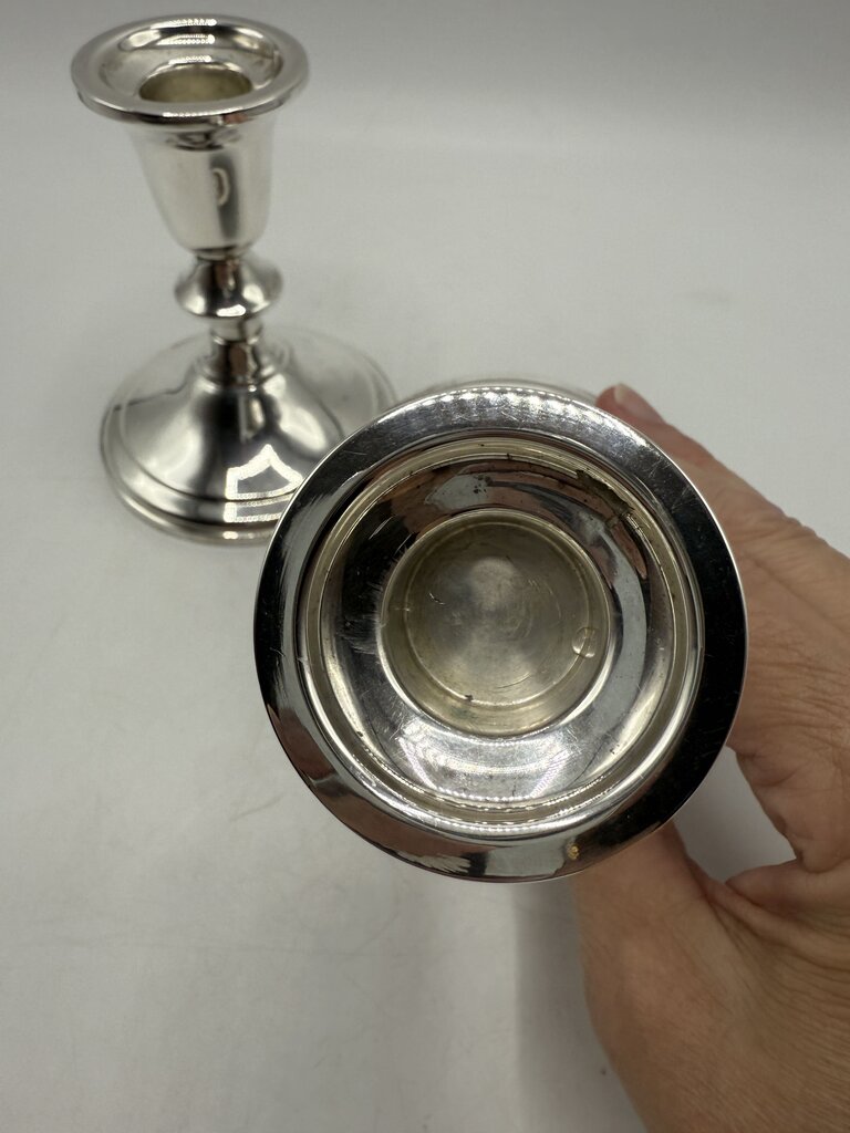 Pair of Gift America Sterling Silver Candlestick Holders 4.25” tall