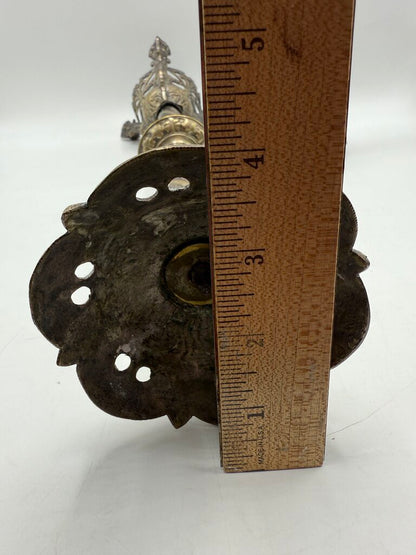 Antique Brass & Silver Plate Candlestick Holders 18” Tall /rw