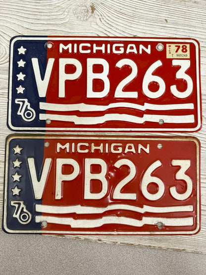 Bicentennial 1976 Michigan State License Plate lot of 9 /roh