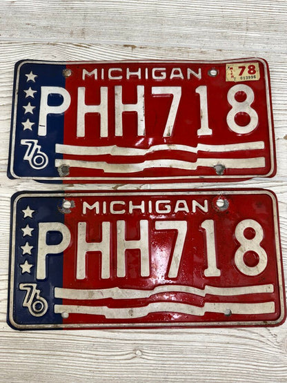Bicentennial 1976 Michigan State License Plate lot of 9 /roh