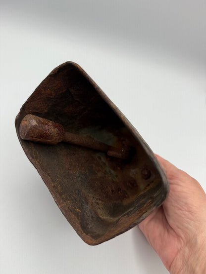 Large Primitive Antique Folded & Riveted Cow Bell w/Clapper /ro