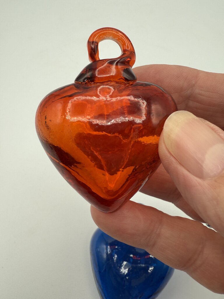 Set of 4 Blown Glass Heart Ornaments Sun Catchers /ro