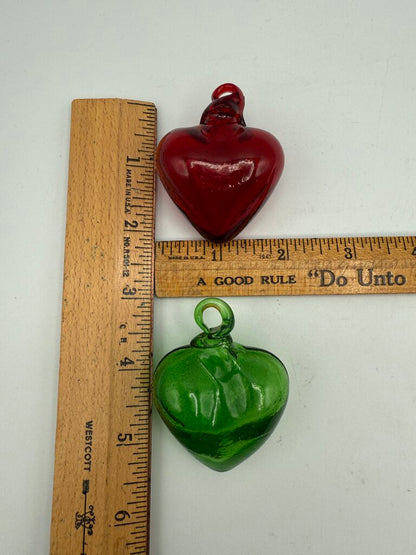 Set of 4 Blown Glass Heart Ornaments Sun Catchers /ro