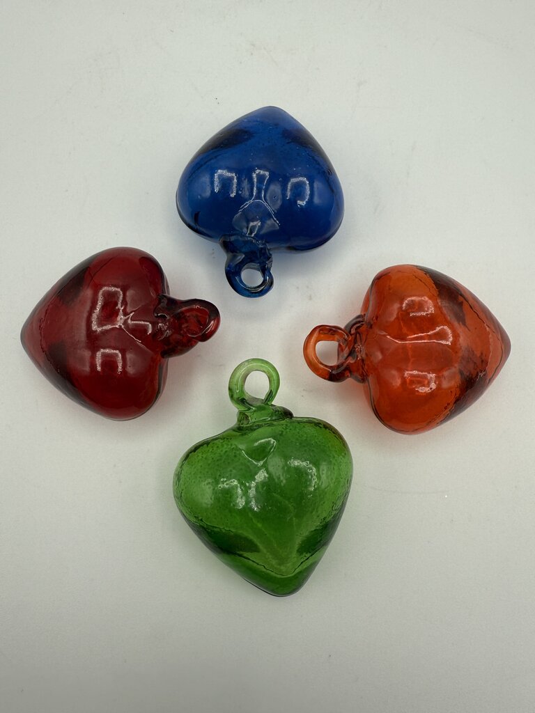 Set of 4 Blown Glass Heart Ornaments Sun Catchers /ro